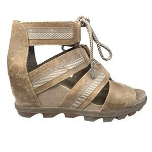 Sorel Women’s Joanie Brown Gladiator Wedge Sandal Size US 7.5